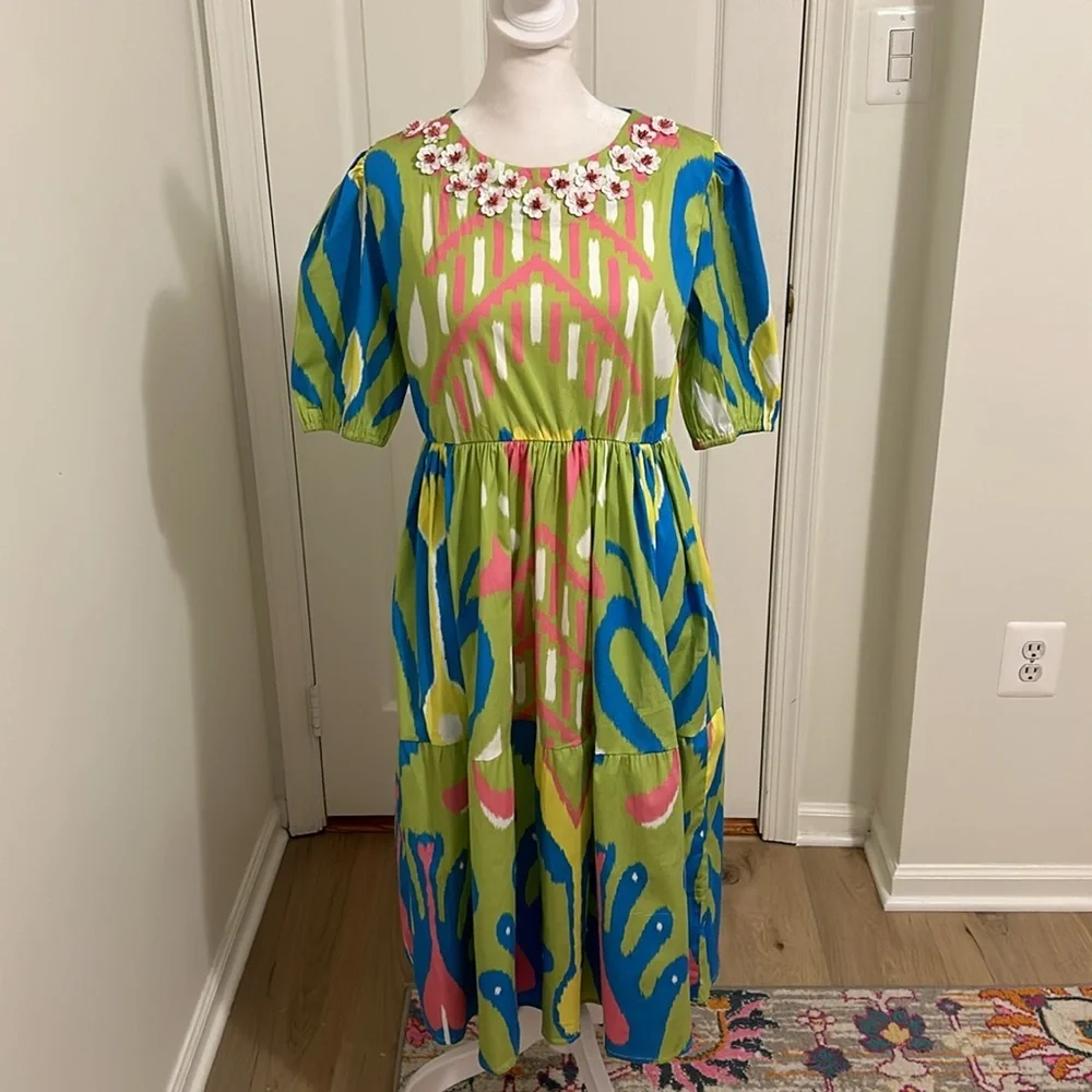 Tuckernuck Sheridan French Arcadia Dress Resin Floral Detail NWT Size Small - Picture 2 of 12